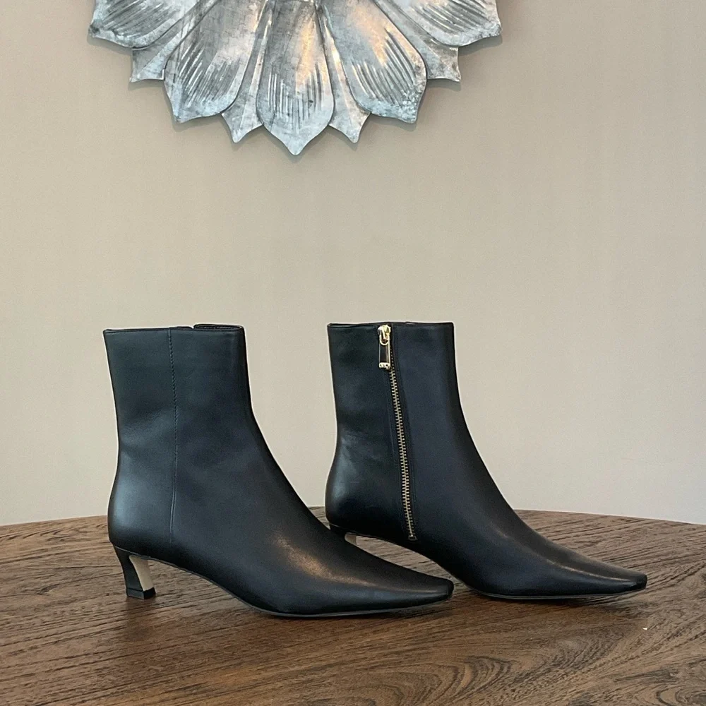 Michael Kors Black Ankle Booties with Gold Zipper